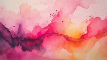 Vibrant watercolor abstract background with flowing pink purple and orange hues