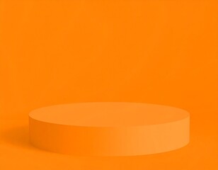 3D orange round podium background with natural lighting, shadow on wall. Abstract composition minimalist design. Studio display showroom cosmetic product pedestal, Fashion stage showcase mockup scene.