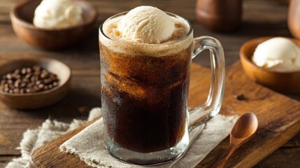 Iced soda with vanilla ice cream