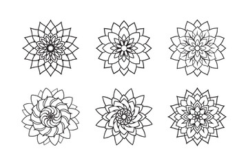 line art of floral,vectorian,mehdi,patern type,nature ,religion,architectural set bundle on the white background