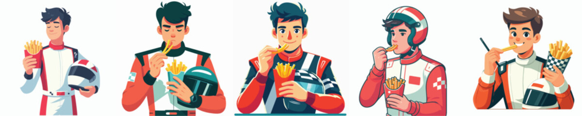 racer vector eating french fries