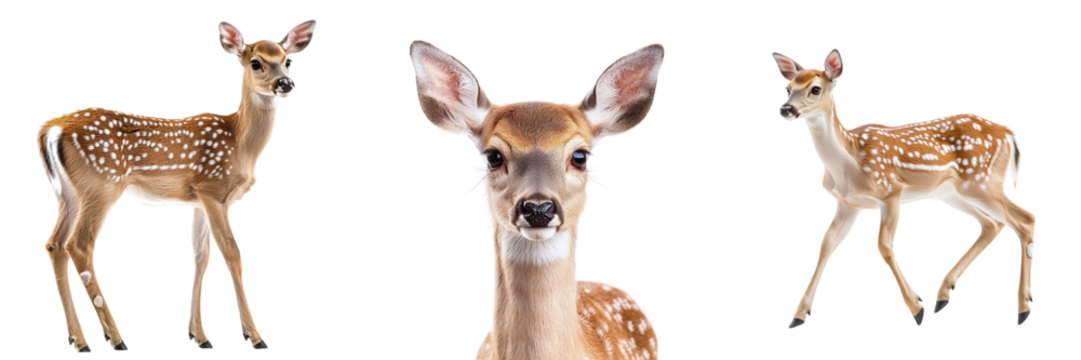 Set of cute little deer isolated on transparent background PNG
