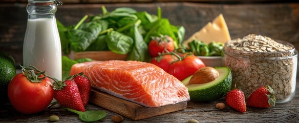 The vibrant assortment of fresh ingredients for a healthy meal preparation