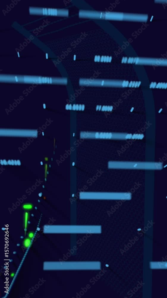 Poster animation of data processing over blue background