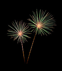 Colorful firework sparkling on black background for celebration and anniversary