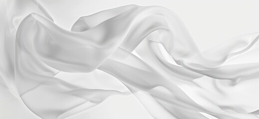 Obraz premium White Silk on white Background panoramic.