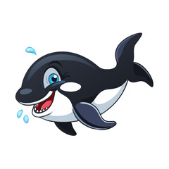 Obraz premium Happy orca or killer whale cartoon character is Swimming 