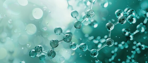 Abstract minimalist structure biochemistry futuristic soft green blue background.