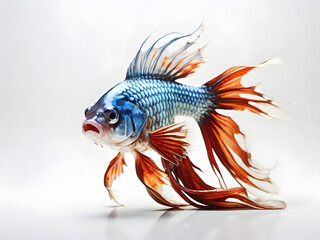 siamese fighting fish on white background