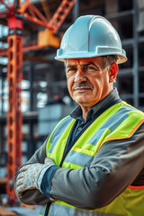 Confident Construction Worker on Site