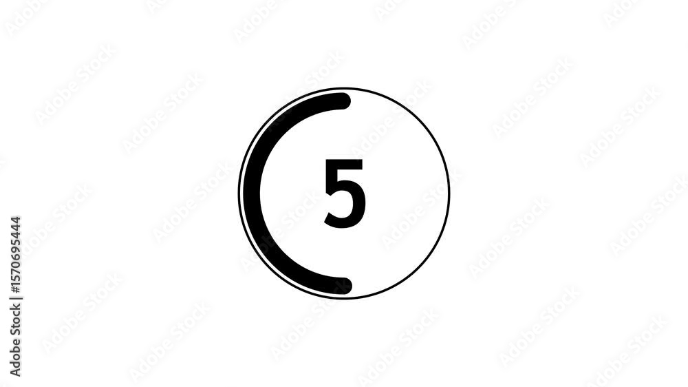 Poster circle countdown timer one minute animation from 10 to 0 second animation on black background with a
