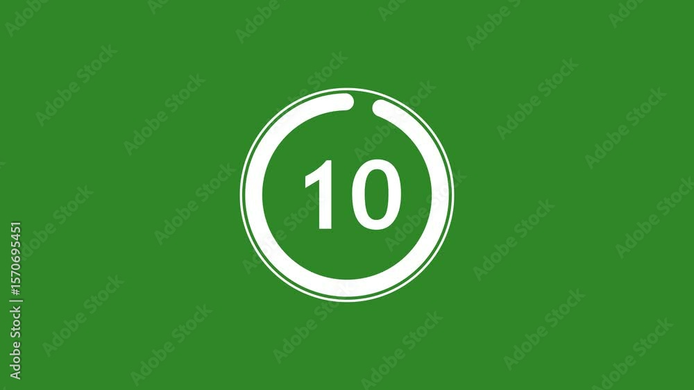 Poster circle countdown timer one minute animation from 15 to 0 second animation on black background with a