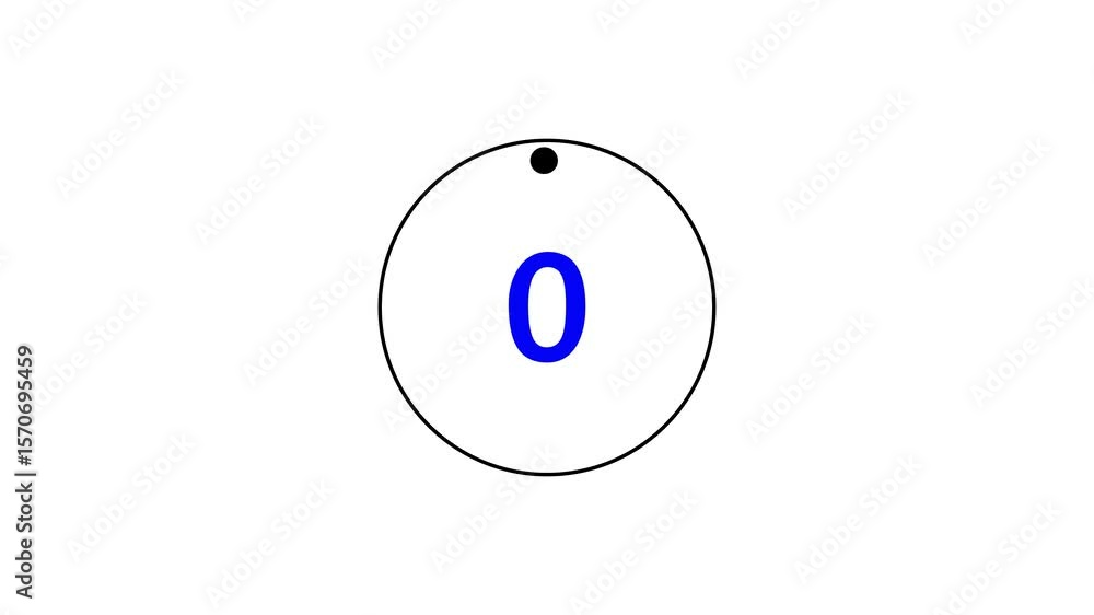 Poster circle countdown timer one minute animation from 5 to 0 second animation on black background with al