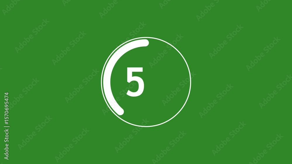 Poster circle countdown timer one minute animation from 10 to 0 second animation on black background with a