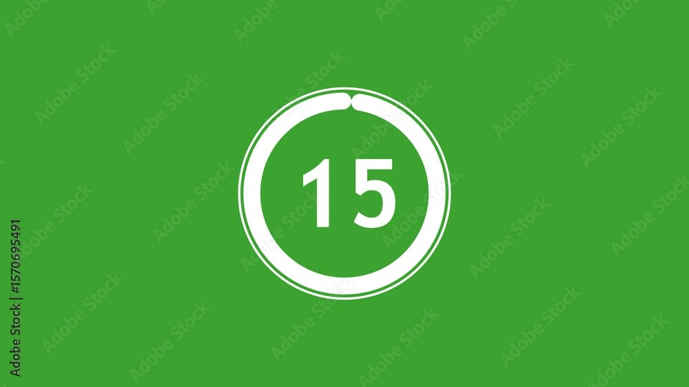 Poster circle countdown timer one minute animation from 20 to 0 second animation on black background with a