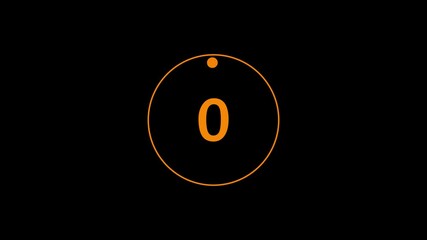 Circle countdown timer one minute animation from 5 to 0 second animation on black background with alpha channel, 5 second countdown timer, Countdown video 4k video
