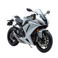 Sleek modern white sport motorcycle with aerodynamic design and high performance features