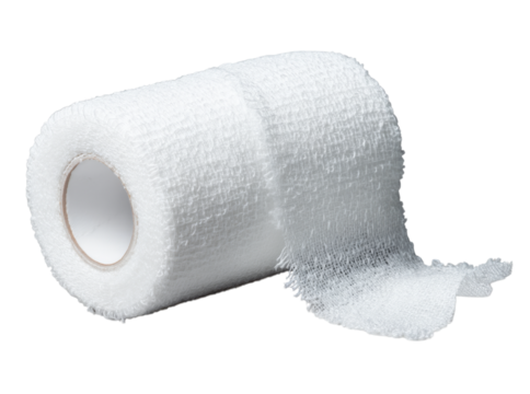 White cohesive elastic bandage roll medical first aid supply, Isolated On White, Png, Transparent Background