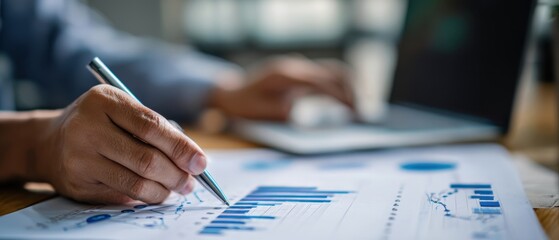 The detailed analysis of financial data with graphs and modern technology.
