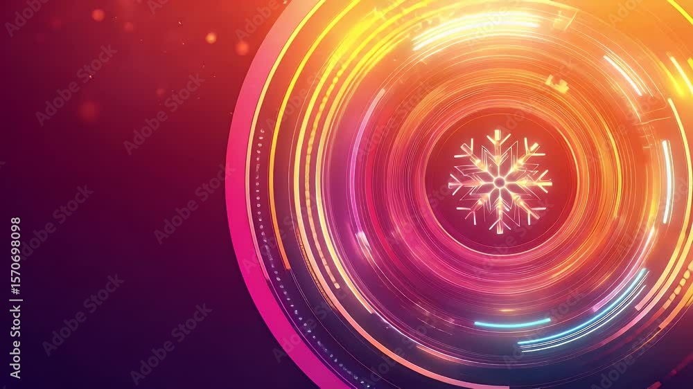 Poster abstract graphic design with concentric circles and a snowflake