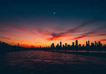 Fototapeta premium Manhattan Skyline at Sunset