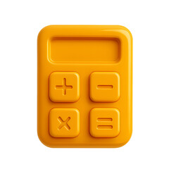 3D yellow calculator icon with math symbols. Great for finance, accounting, budgeting, or educational content. Isolated on white background