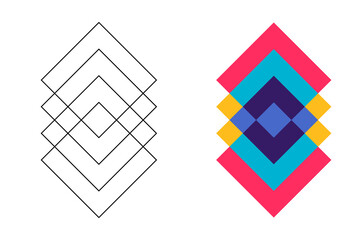 colored and line Geometrical shapes for you design isolated on white background - vector illustration