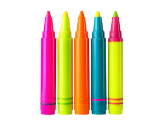 Vibrant neon highlighters isolated on black background, Isolated On White, Png, Transparent Background