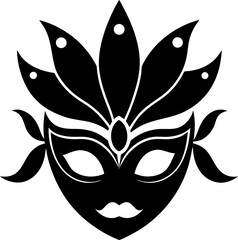 Festival Carnival Mask Silhouette Design on White