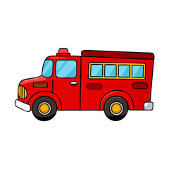 Cartoon red fire truck car 