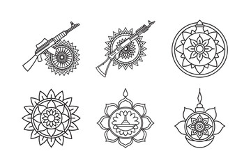 line art of many type mandala bundle on the white background