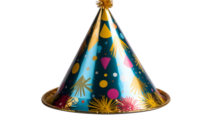 colour full party celebration hat isolated on transparent background.
