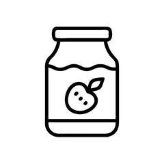 Obraz premium Jar of fruit jam with apple illustration in simple line art style 