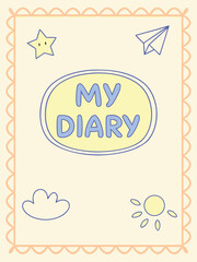 Adorable My Diary Cover Design with Cute Pastel Illustrations