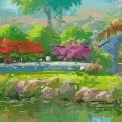 Various oil paintings, flowers, birds, cats, dogs, tulips, landscapes, roses, peonies, forests, mountains, waters, swans, waterfalls, spotted deer