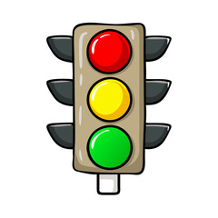 Cartoon traffic light with red yellow and green color vector 