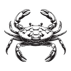 crab in black and white vector side pose black and white vector