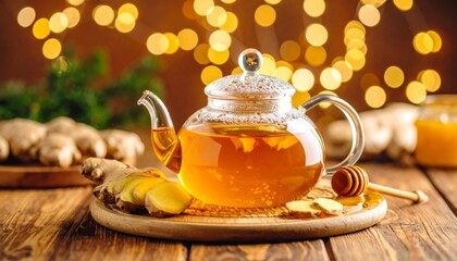 Fototapeta premium Hot Herbal Tea with Ginger and Honey
