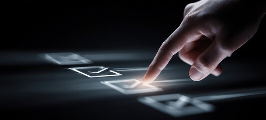 The finger selecting a digital checkbox in a modern interface