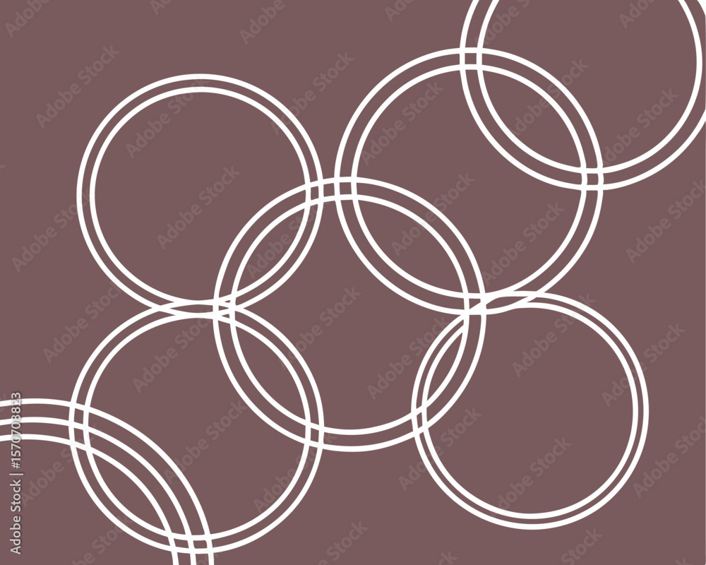 Poster white overlapping circles form abstract design on a muted brown background creating a stylish patter