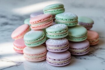 Obraz premium Macaron Stack on Marble Surface