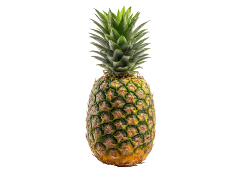 Single ripe pineapple isolated on black background tropical fruit, Isolated On White, Png, Transparent Background