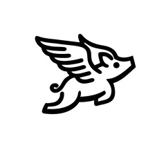 adorable angel pig logo. flying winged pig icon logo illustration. cute piglet with wings Illustration cartoon doodle mascot character.