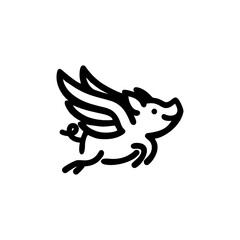 adorable angel pig logo. flying winged pig icon logo illustration. cute piglet with wings Illustration cartoon doodle mascot character.