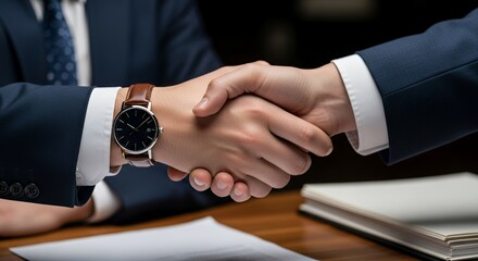 Business Handshake Two Businessmen Concluding a Deal with a Firm Handshake (1)
