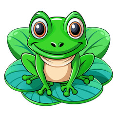 Obraz premium green frog with a leaf