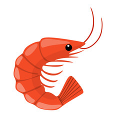Red Shrimp Illustration Isolated On White Background