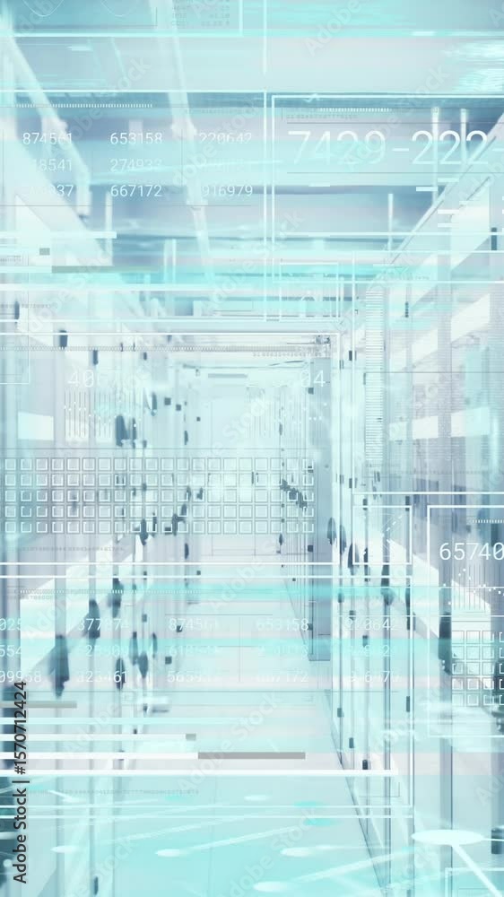 Poster animation of data processing over computer servers