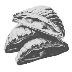 Vintage Halftone Apple Turnovers Stack Illustration in Retro Engraved Style for Print and Web PNG