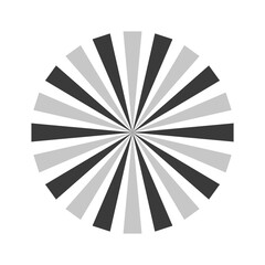 Retro black white sun rays bg. Pop art comic cartoon element.